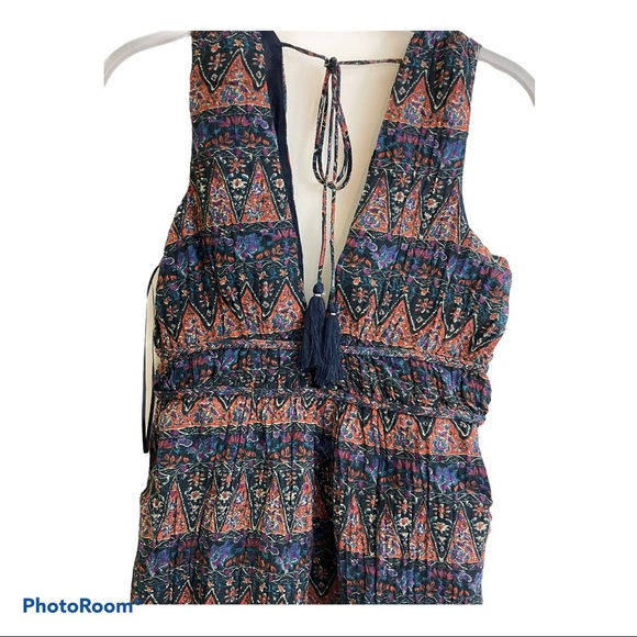 NWT lost+Wander wide leg boho floral jumpsuit Size Small dark colors - Picture 3 of 9